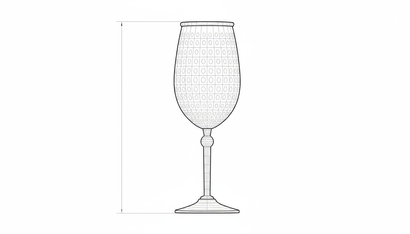 Wine Glass - Copper - Hammered Finish dimensions diagram - Viviana London artisan product specification